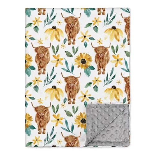 Nialnant Highland Cow Blanket for Unisex Boys Girls, Baby Blankets Neutral, Super Soft Plush Personalized Baby Boy Blanket, Shower Gift Receiving Blankets, Nursery Decor Stroller Cover 30 x 40 Inch