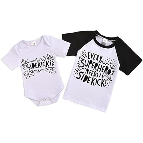 JEELLIGULAR Baby Boy Sibling Shirts Romper Big Brother Long Sleeve T-Shirt & Little Brother Bodysuit Matching Outfits