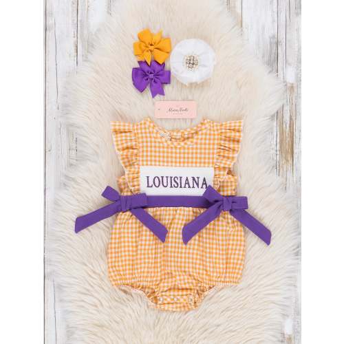 Louisiana Smocked Gingham Bubble Romper