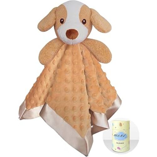 Dog Baby Security Blanket Loveys for Babies Girls, 16" Soft Baby Lovey Blanket, Baby Snuggle Stuffed Animals Blankie, Baby Girls Gifts for Infant and Toddler