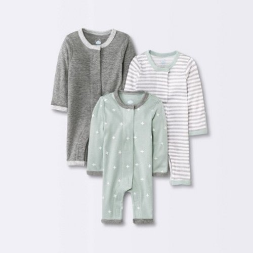 Baby 3pk Basic Romper - Cloud Island™ Gray Preemie