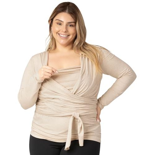 Kindred Bravely Long Sleeve Skin to Skin Nursing Wrap Top, Kangaroo Shirt for Mom and Baby, Organic Cotton