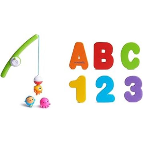 Munchkin® Fishin'™ Magnetic Baby and Toddler Bath Toy, 4pc Set & ® Learn™ Bath Letters and Numbers 36pc Toddler Bath Toy