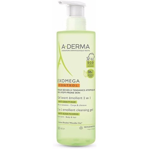 A-DERMA Exomega Control 2-in-1 Emollient Body Wash, 500 mL