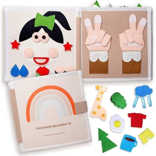 Mumoro Toddler Quiet Book - Educational Montessori Busy Book - Colorful Sensory Books for Toddlers - Kids Travel Toy with Interactive Activities - Soft Fabric Book for Boy, Girl - Preschool Felt Book