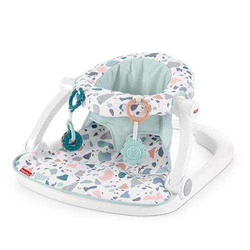 Fisher-Price Portable Baby Chair Sit-Me-Up Floor Seat with Developmental Toys & Machine Washable Seat Pad, Rainbow Showers