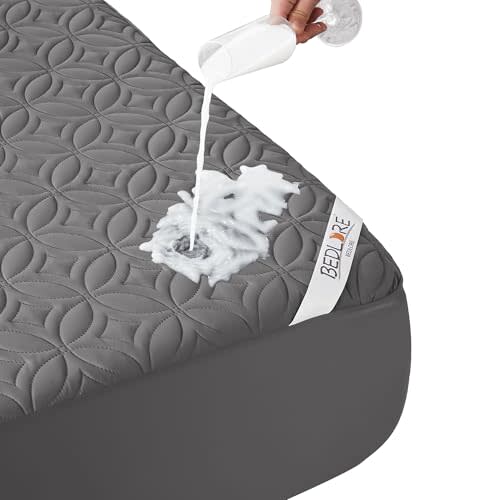 BEDLORE Waterproof Mattress Protector, King Size Mattress Pad with Deep Pocket 6"-18" Depth, Soft Noiseless Dirt-Proof Bed Mattress Cover Washable for Home, Bedroom, Hotel (Gray)