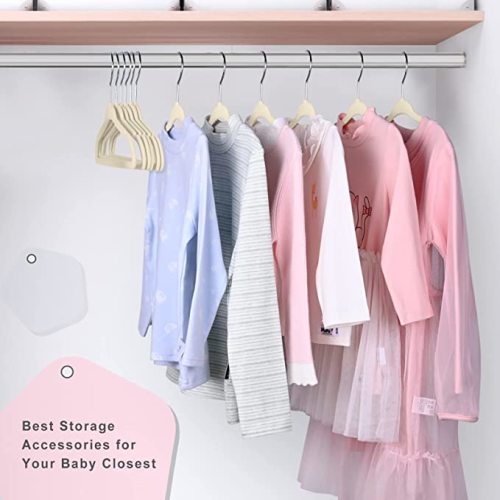 BAGAIL Kids Velvet Hangers 11 Inches Children's Clothes Hangers Non-Slip Baby Hangers for Infant/Toddler (Ivory,50pack)
