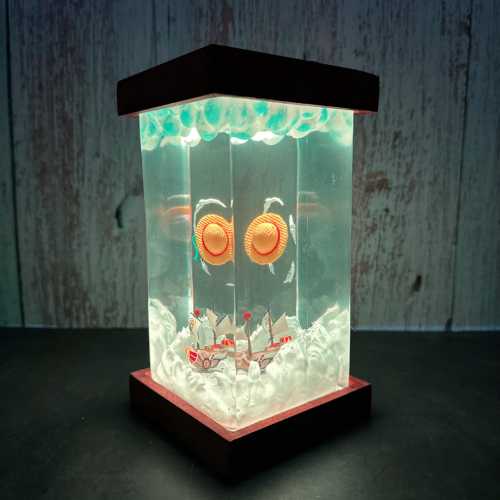 Anime Resin Lamp – Thousand Sunny & Straw Hat LED Anime Resin Night Light, Luffy Inspired Ocean Scene Lamp, King Pirate Ship Lamp