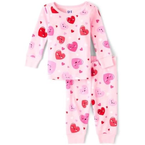The Children's Place Baby Girls' and Toddler 100% Cotton Long Sleeve Top and Pants,2 Piece Pajama Set