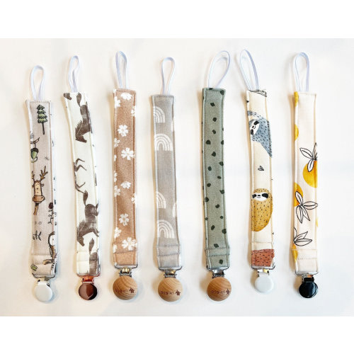 Organic cotton knit pacifier clips - organic soother clip - multi color