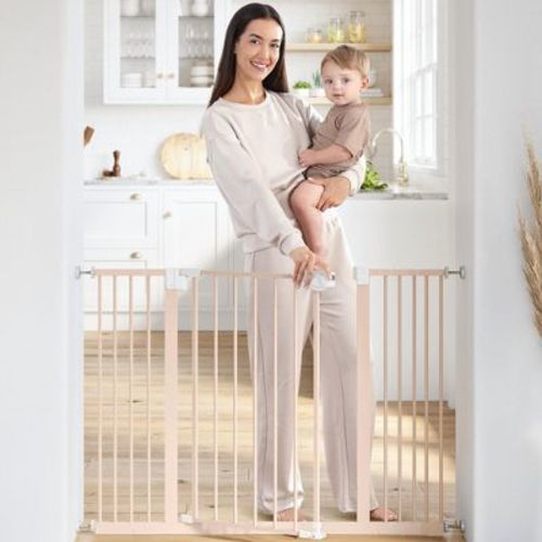 Comfy Cubs Baby Safety Gate - 3 Extensions Adjustable Q195 Steel Doorway Gate, Powder-Coated Finish, Blush