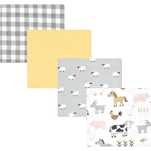 Hudson Baby Unisex Baby Cotton Flannel Receiving Blankets, Cute Farm, One Size