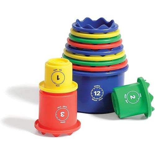 Discovery Toys Measure UP! Cups | Educational Stacking & Nesting 12 Piece Numbered Set| Kid-Powered Learning | STEM Toy Early Math Childhood Development 12 Months and Up