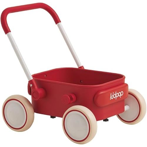 PULA 2-in-1 Push and Pull-Along Wagon, Baby Push Walker for First Learner from 7 Month to 4 Year, One Year Birthday Gifts, Sturdy and Safe, Indoors and Outdoors (Red)