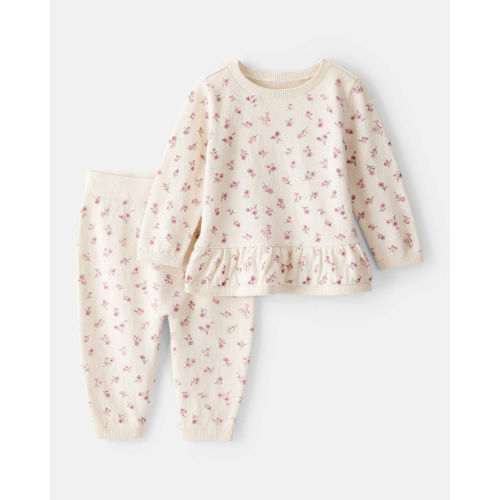 Baby Girl Floral Cotton Long-Sleeve Tee & Pant Set - White - Carter's | Carter's