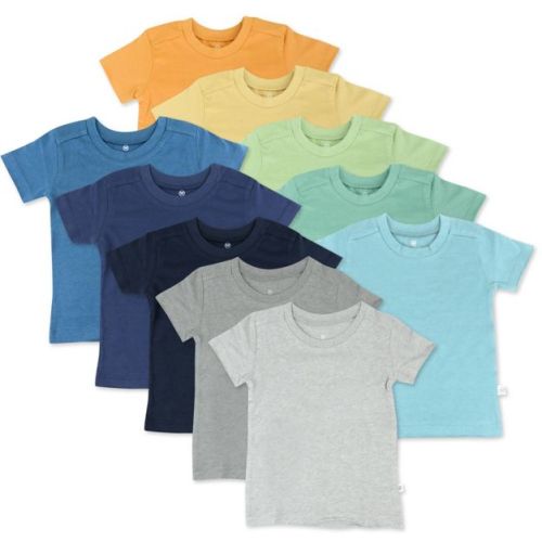 10-pack Organic Cotton Short Sleeve T-shirts Rainbow Blues 6-9m
