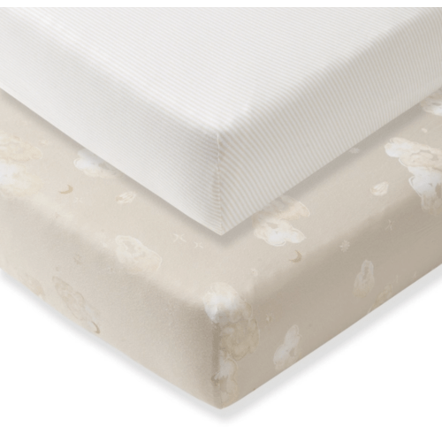 Good Night Sky Organic Cotton Crib Sheets Limestone