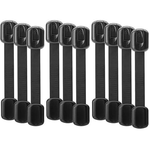 Bates- Child Safety Strap Locks, 10 Pack, Black, Baby Cabinet Locks, Toilet Locks Baby Proof, Child Proof Drawer Locks, Cabinet Baby Locks for Cabinets, Child Proof Cabinet Locks, Drawer Child Locks