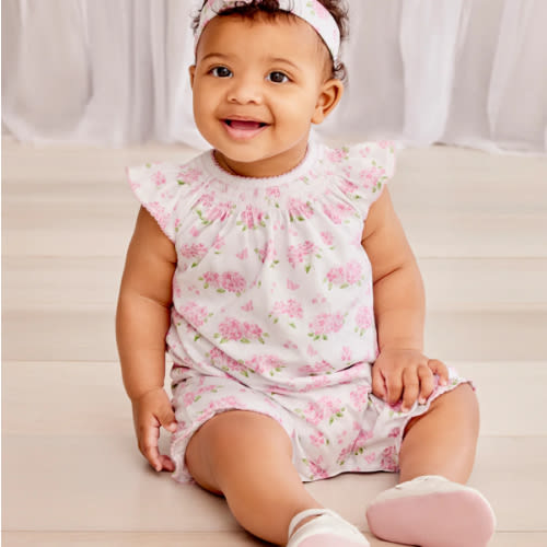 Heavenly Hydrangeas Pink Short Playsuit