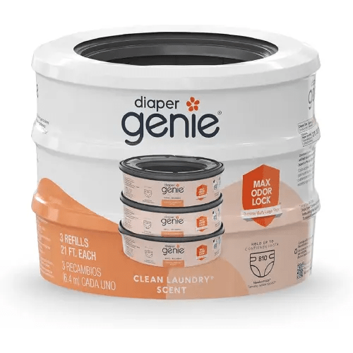 Diaper Genie Bags Refills 270 Count (Pack of 3) Clean Laundry Scent | Diaper Pail Refills with Max Odor Lock | Holds up to 810 Newborn Diapers