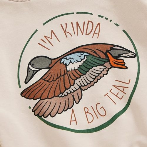 Kids Baby Boys Duck Hunter Clothes Mallard Duck Sweatshirt Pullover Solid Color Pant 2Pcs Toddler Hunting Baby Outfit - Apricot - 6-12 Months