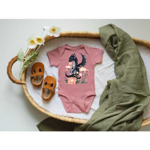 Floral Dragon Baby Onesie: Bookish Infant Bodysuit