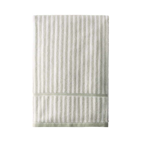Beautiful by Drew Barrymore Stripe Bath Towel, Soft 100% Cotton, Sage Green