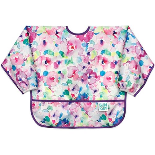 Bumkins Sleeved Bib Baby Bib, Toddler Bib, Smock, Waterproof Fabric, Fits Ages 6-24 Months