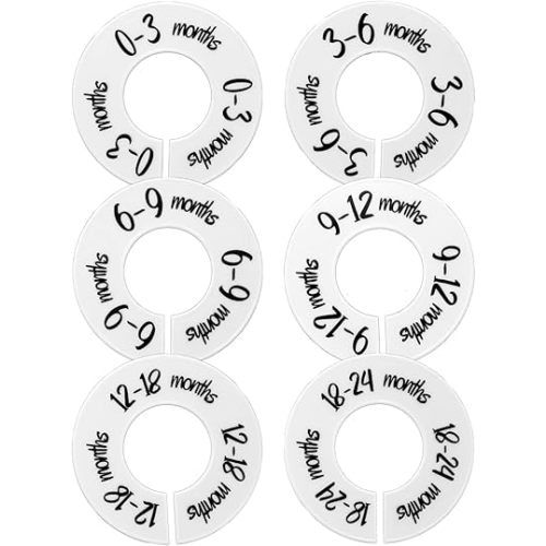 Dohia Baby Closet Dividers Unisex Baby Closet Organizer for Nursery Baby Clothes Size Age Dividers Fits 1.5" Rod D1-YXCMFGP