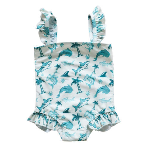 Shark Little Surfer Girl Swim One-piece