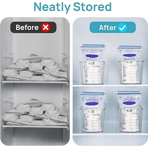 Vtopmart 4Pcs Clear Breastmilk Storage Bags Container in Freezer Fridge