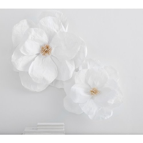Jumbo Crepe White Paper Flowers Set of 2 | Kids Wall Decor | Pottery Barn Kids