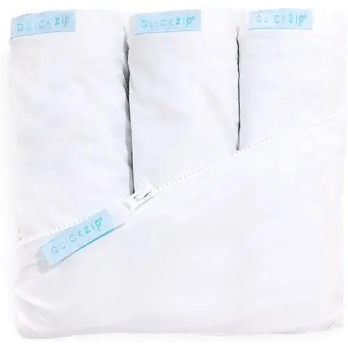 QuickZip Crib Sheet Set - Faster, Safer, Easier Baby Crib Sheets - Includes White Wraparound Base & 3 Zip-On Crib Sheets – White 100% Cotton - Fits All Standard Crib Mattresses