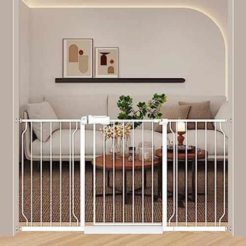 57.5-62 Inch Extra Wide Baby Gates for Stairs Doorways Pressure Mount No Drill Dog Pet Gate Automatic Close Child Safety Gate for Toddler Kids Pets