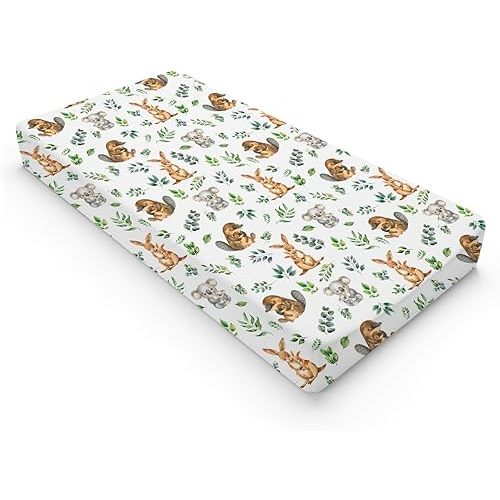 Baby Australian Animals Changing Pad Covers for Boy Girl 32''x16'' Koala Kangaroo Green Leaves Unisex Fitted Baby Changing Table Sheets Wildlife Soft Breathable Nursery Diaper Changing Table Mats