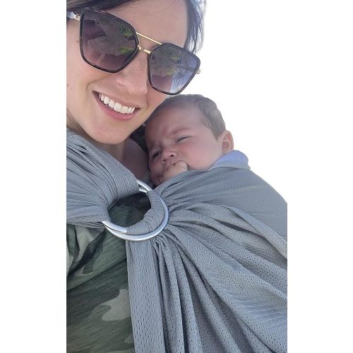 Baby Water Ring Sling Carrier | Lightweight Breathable Mesh Baby Wrap for Infant, Newborn, Kids and Toddlers | Perfect for Summer, Swimming, Pool, Beach | Great for Dad Too Light Gray