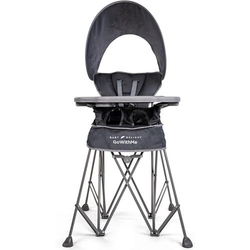 Baby Delight Go with Me Uplift Deluxe Portable High Chair | Sun Canopy | Indoor and Outdoor | Grey