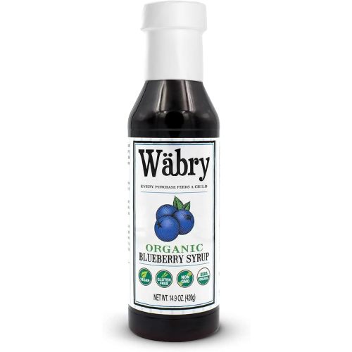 Wäbry Blueberry Syrup – 14.9oz (420g), Natural Fruit Flavor Organic Snow Cone Syrup for Drizzling on Shaved Ice, Waffles, Ice Cream & Lattes, Non-GMO, Dye-Free Vegan Syrups, 12 Servings Per Bottle