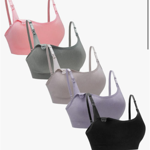 Suekaphin 5Pack Seamless Nursing Bra Women Maternity Breastfeeding Pregnancy Support Full Coverage Bralette Padded Cups