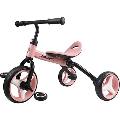 YGJT 4 in 1 Tricycle for Toddlers Age 2-5, Folding Kids Trike Tricycles Toddler Bike with Adjustable Seat and Removable Pedal, Baby Balance Bike Ride-on Toys Gift for Baby Boys Girls Birthday