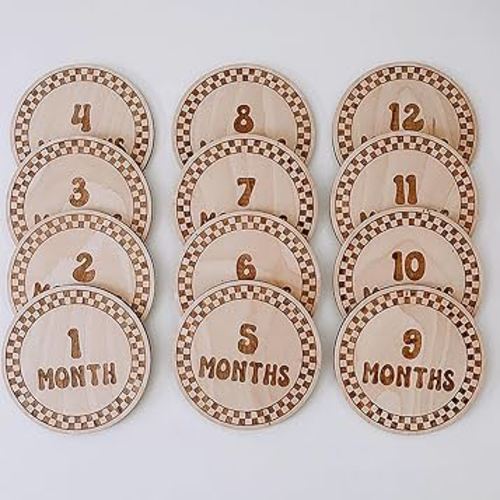 Baby Monthly Milestone, Wooden Baby Milestone Signs, Monthly Milestone Wood Discs, Baby Milestone Discs (S004)