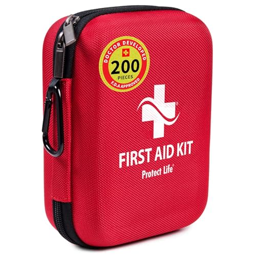 Protect Life Survival First Aid Kit for Home/Business, Camping Survival Kits | Mini Travel First Aid Kit | Camping Equipment | Small Kits for Car | Outdoor Emergency Survivals Pack