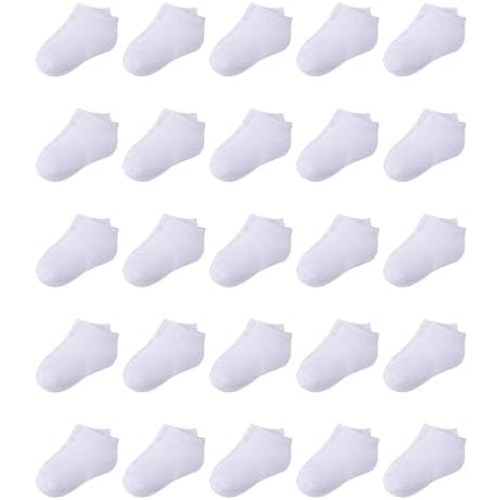Duufin 25 Pairs Toddler Ankle Socks - Low Cut Kids Half Cushion Socks for Boys and Girls