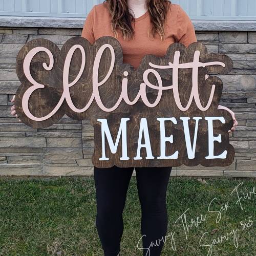 Large Wood Name Sign | Nursery Name | Girl Name | Above Crib Name Sign | Layered Baby Name Sign | Boy Name Sign | Name Sign | 1/4 Inch