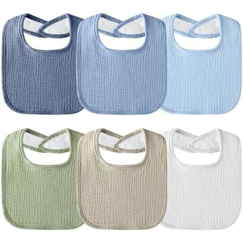 Muslin Baby Bibs 6-Pack Baby Drool Bandana Bibs for Baby Girls Boys Infant Newborn Toddler Drooling and Teething