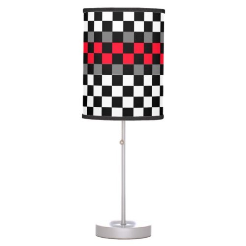 Black And White Checkered Racing Theme Table Lamp | Zazzle