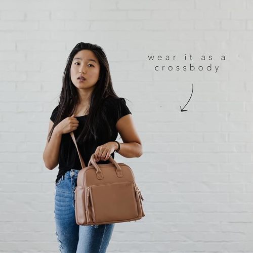 Ayla & Co Mini Convertible Baby Diaper Bag, Tote Bag with Expandable Pockets, Vegan Leather Wallet and Bag Organizer - Black