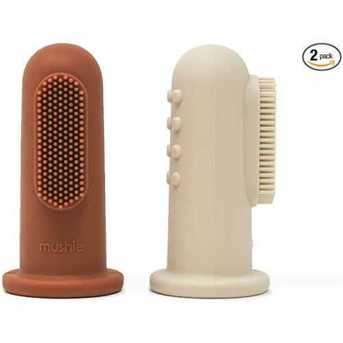 mushie Baby Finger Toothbrush (Clay/Shifting Sand) 2-Pack