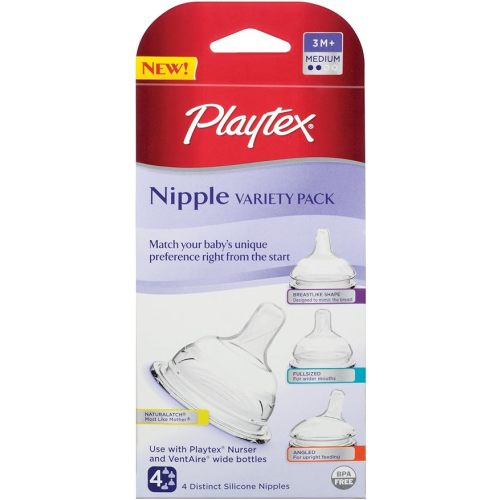 Playtex Nipple Variety Kit, Medium Flow, 4-Count - 1 Count (Pack of 1) - Clear